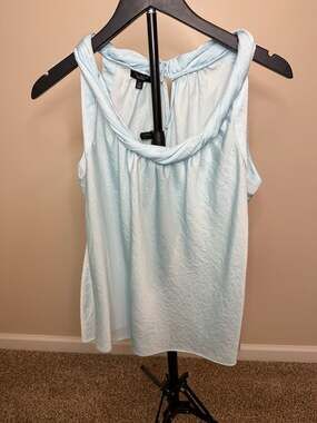 Talbots‎ Light Blue Sleeveless Draped Neck Blouse Size 12
